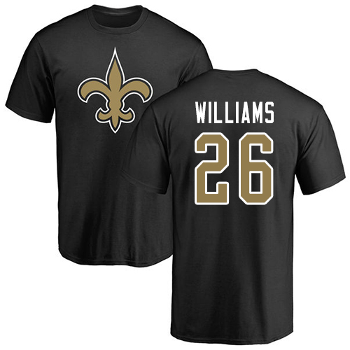 Men New Orleans Saints Black P J  Williams Name and Number Logo NFL Football #26 T Shirt